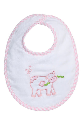 Pink Cow Applique Bib (Personalization Included) - J.A. Whitney