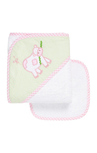 Pink Cow Box Hooded Towel Set (Personalization Included) - J.A. Whitney