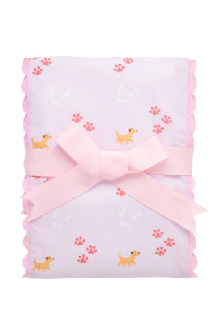 Pink Lab Puppy Fancy Fabric Burp Cloth (Personalization Included) - J.A. Whitney