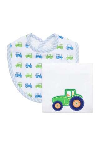Tractor Box Set: Burp Cloth & Bib (Personalization Included)