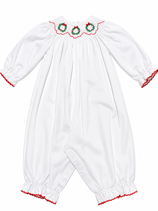Petit Bebe Girl's Wreath White Knit Romper