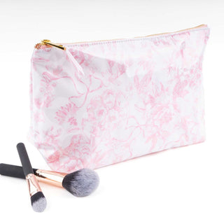 Pink Bow Toile Clear Coated Travel Cosmetic Case (Personalization Included) - J.A. Whitney