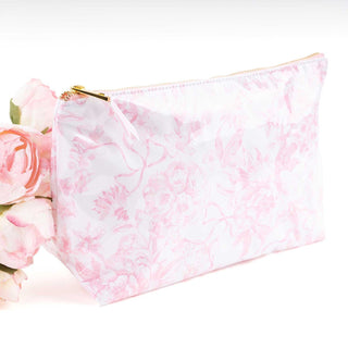 Pink Bow Toile Clear Coated Travel Cosmetic Case (Personalization Included) - J.A. Whitney