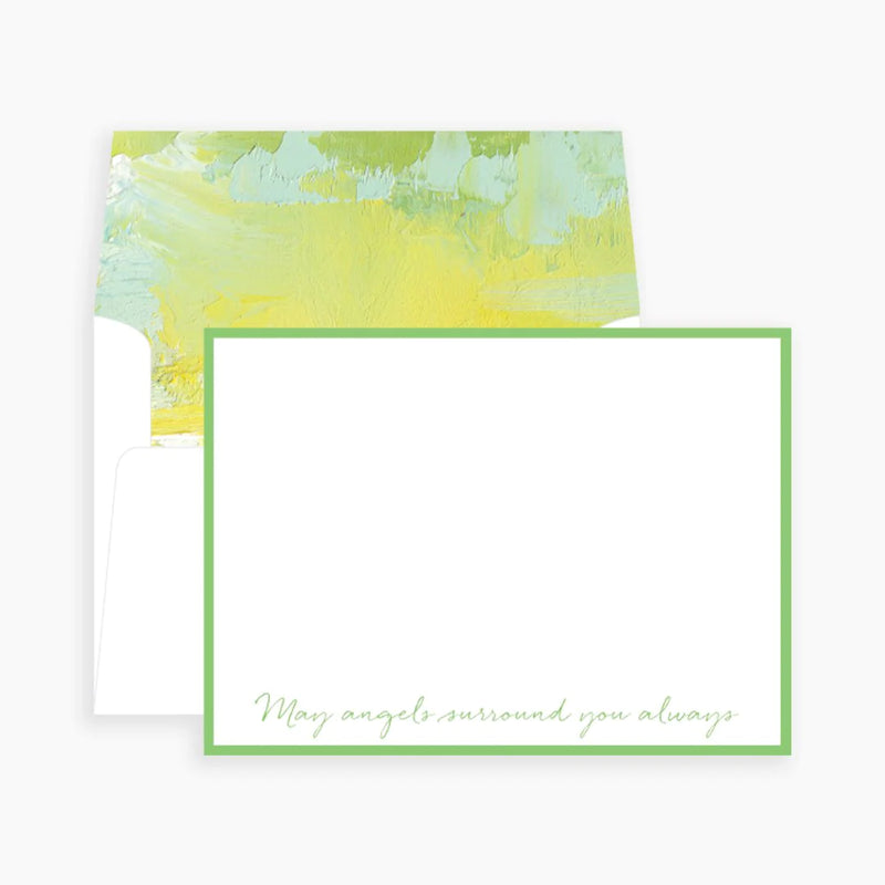 Green May Angels Surround You Always Notecards