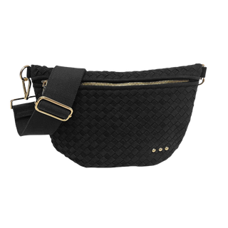 Suede Westlyn Woven Bum Bag in Black by Pretty Simple