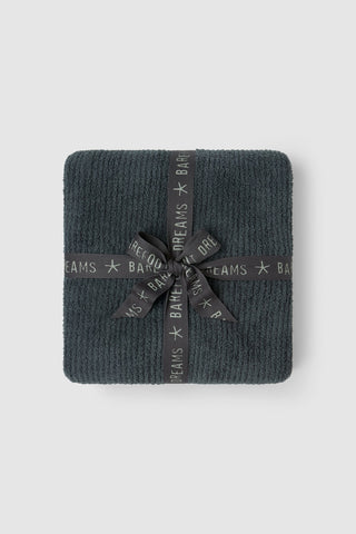 CozyChic Rib Blanket Stitch Throw - Slate Blue / Cream