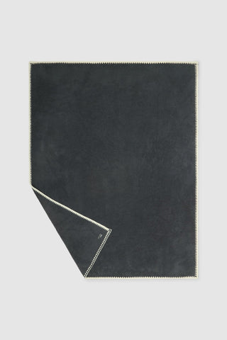 CozyChic Rib Blanket Stitch Throw - Slate Blue / Cream