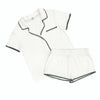 White + Forest Green Whip Stitch Short PJ Set
