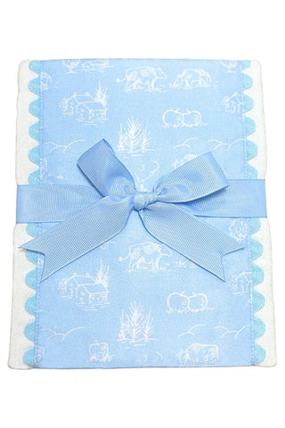 Blue Cow Fancy Fabric Burp Cloth (Personalization Included) - J.A. Whitney