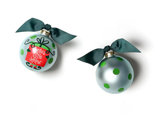 Blue Santa's Little Helper Gift Glass Ornament - J.A. Whitney