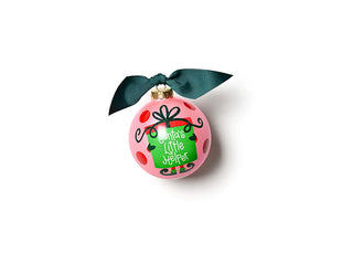 Pink Santa's Little Helper Gift Glass Ornament