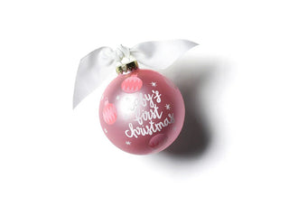 Pink Baby's 1st Christmas Glass Ornament - Personalization Included