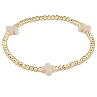 Signature Cross 3mm Gold Bracelet - Off-White