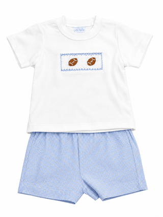 Petit Bebe Boy's Football Blue Gingham Short Set - J.A. Whitney