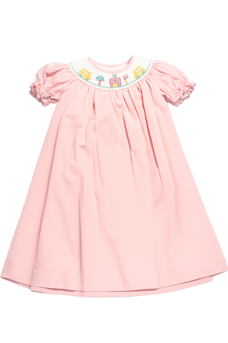 Petit Bebe Girl's School House Pink Gingham Bishop Dress