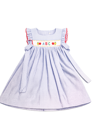 Petit Bebe Girl's ABC Blue Gingham Sleeveless Dress w/ Side Bows