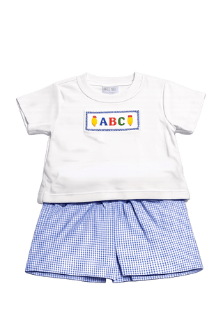 Petit Bebe Boy's ABC Blue Gingham Short Set - J.A. Whitney