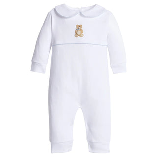 Little English Blue Teddy Bear Crochet Playsuit