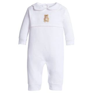 Little English Pink Teddy Bear Crochet Playsuit