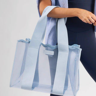 Caroline Blue Crochet Wave Jelly Tote - J.A. Whitney