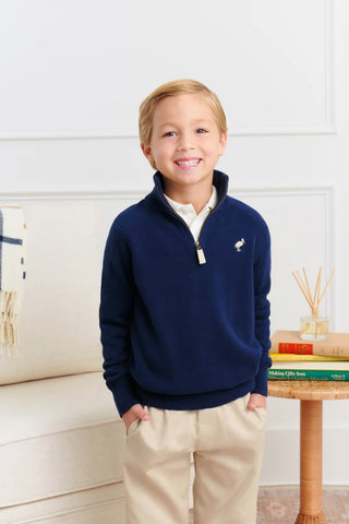The Beaufort Bonnet Company - Hayden Half Zip Sweater - Nantucket Navy