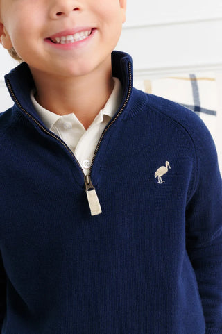 The Beaufort Bonnet Company - Hayden Half Zip Sweater - Nantucket Navy