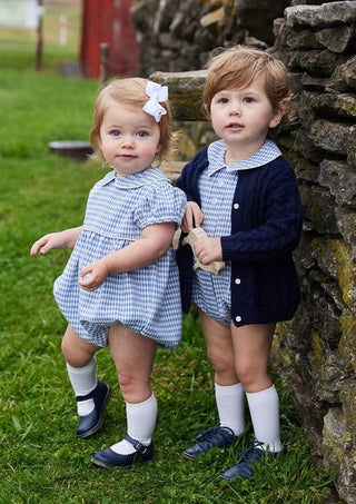 Little English Davant Bubble - Gray Blue Gingham - J.A. Whitney