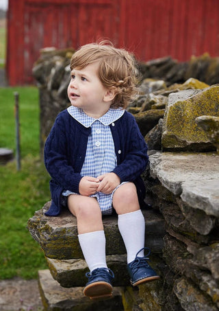 Little English Davant Bubble - Gray Blue Gingham - J.A. Whitney