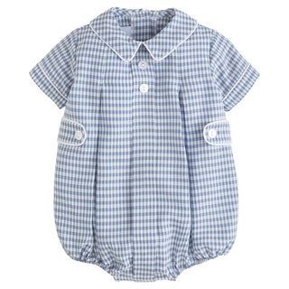 Little English Davant Bubble - Gray Blue Gingham - J.A. Whitney