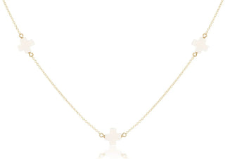 17" Choker Simplicity Chain Gold - Signature Cross Off White - J.A. Whitney