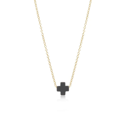 16" Necklace Gold - Signature Cross Charcoal