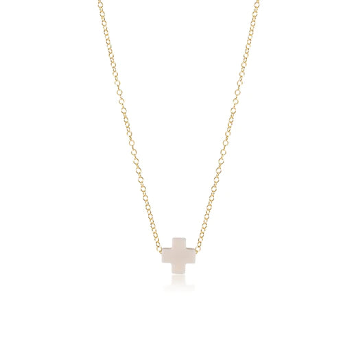 16" Necklace Gold - Signature Cross Off-White