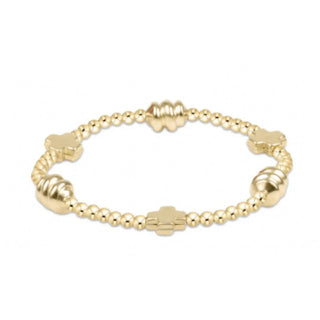 Signature Cross Admire Gold Pattern 3MM Bead Bracelet Gold by enewton