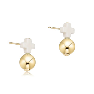 Signature Cross Small Off - White Stud - Classic Gold - J.A. Whitney