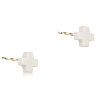 Signature Cross Small Stud - Off White - J.A. Whitney