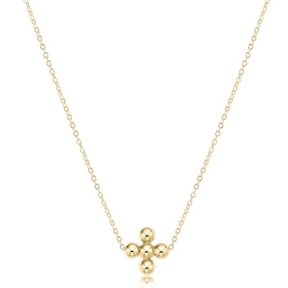 16" Necklace Gold - Signature Cross Beaded Gold 4mm