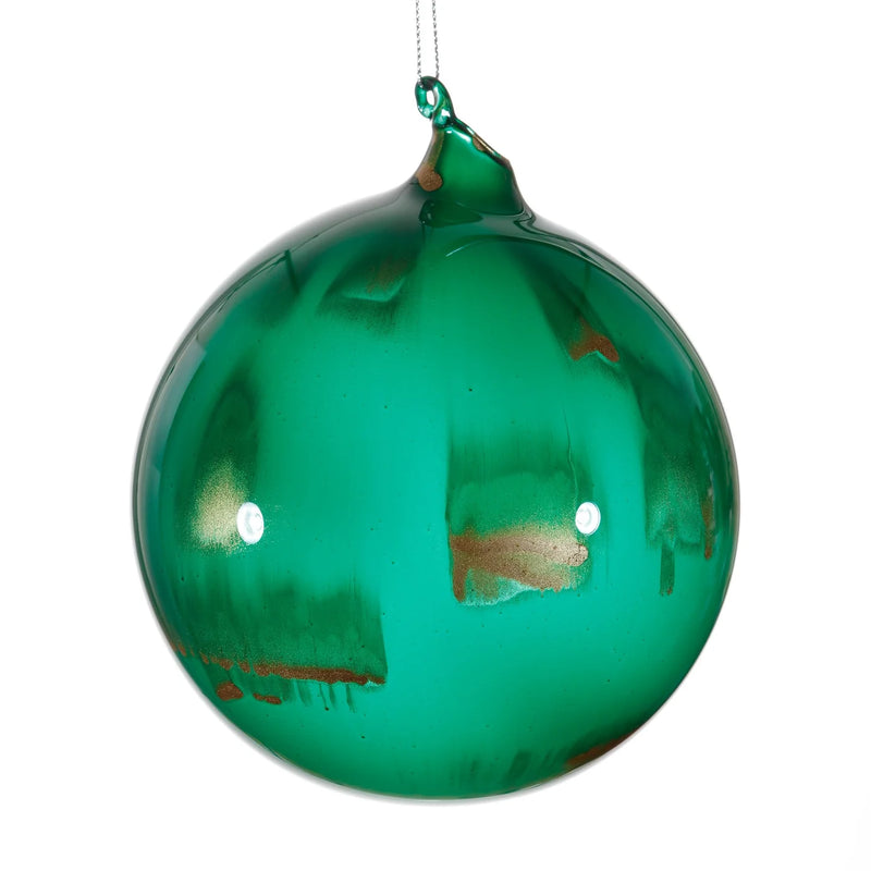 120MM Emerald Metallic Marble Gold Glass Ball Ornament