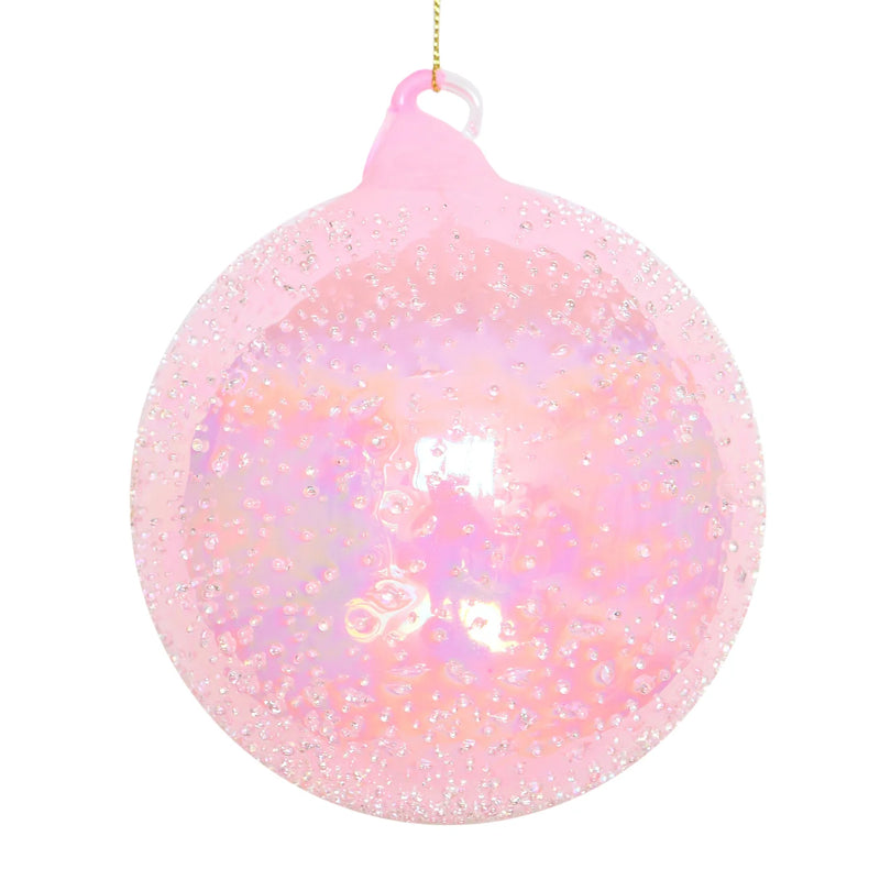 120MM Pink Beaded Glass Ball Ornament