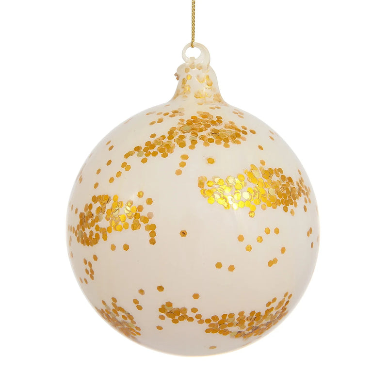 120MM White Sequin Glass Ball Ornament