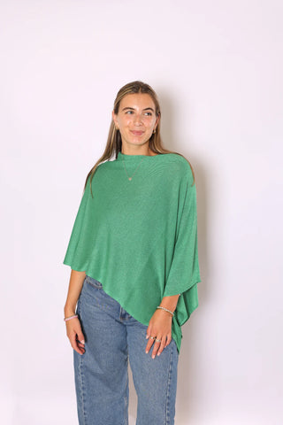 Bamboo Poncho - Metallic Green