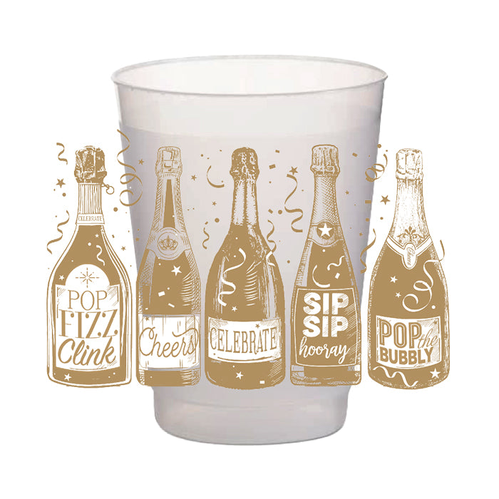 Gold Champagne Bottles Frost Flex Cups