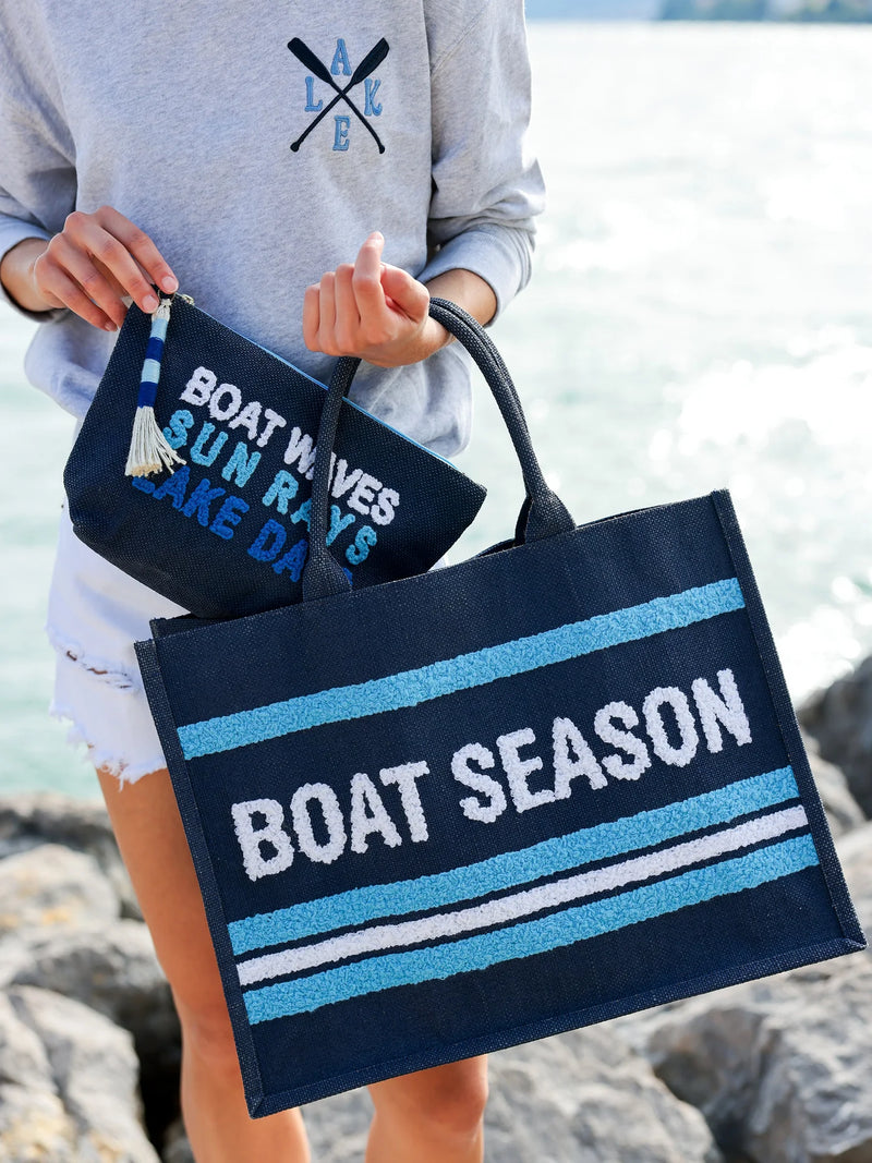 Boat Waves Sun Rays Lake Days Zip Pouch