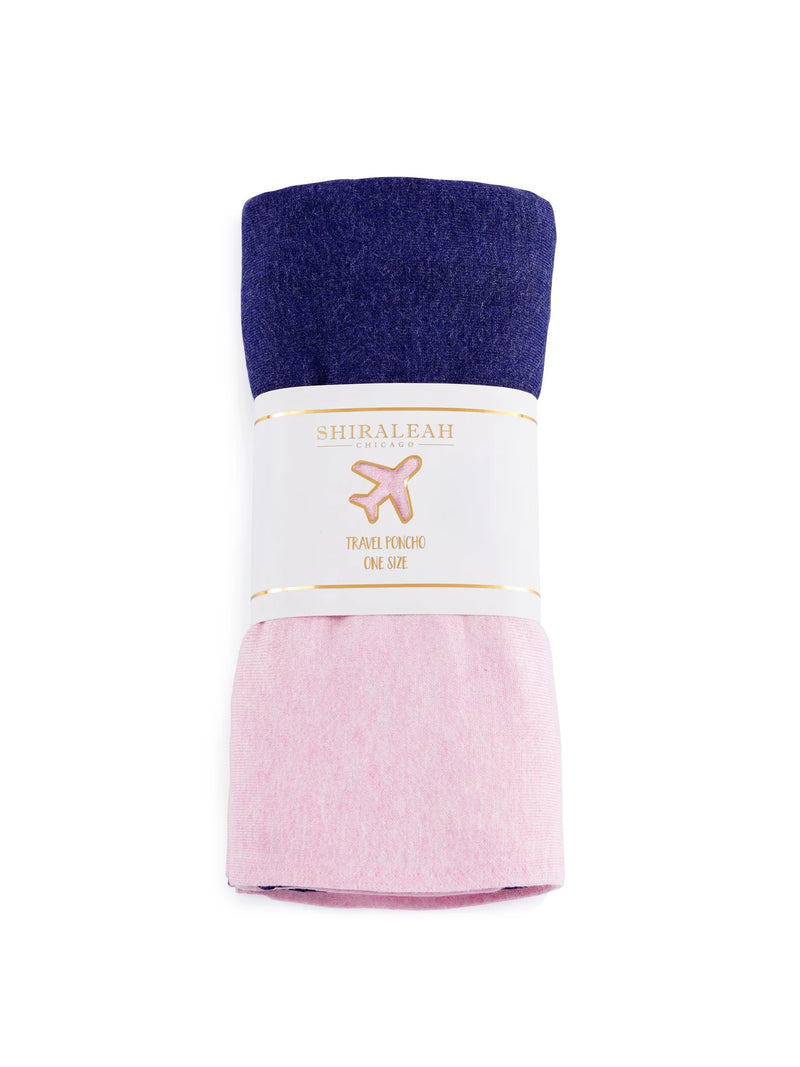 Navy / Pink Color Block Travel Poncho