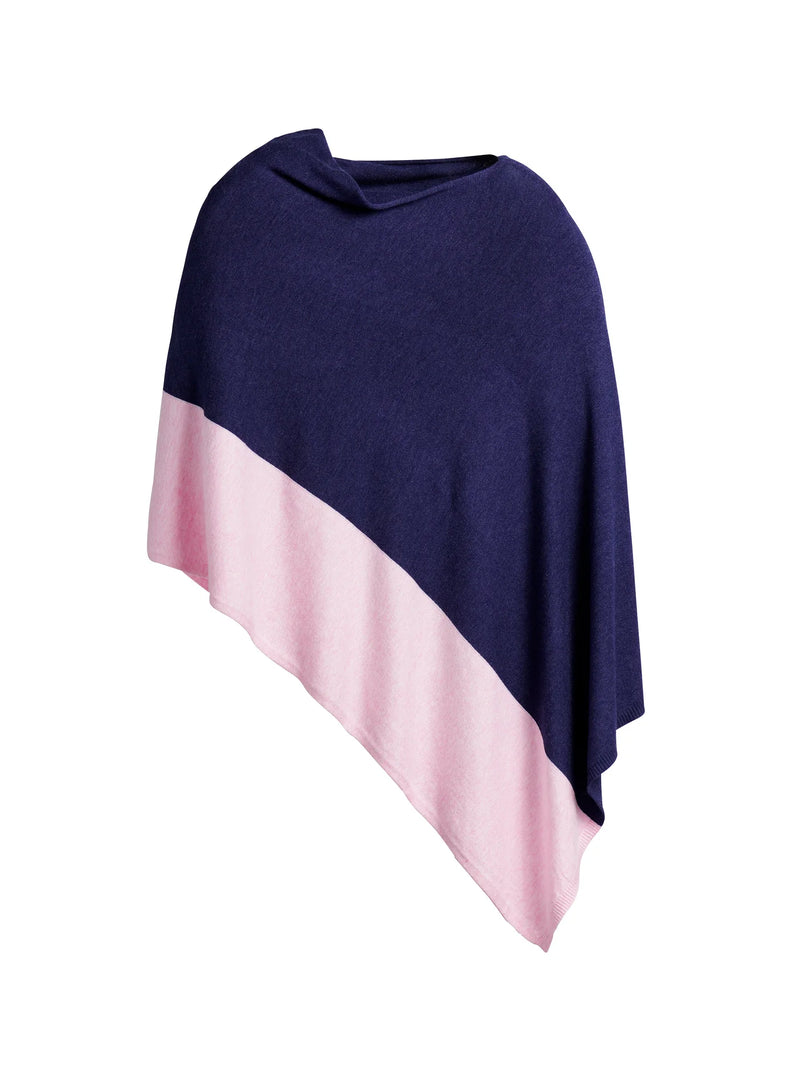 Navy / Pink Color Block Travel Poncho