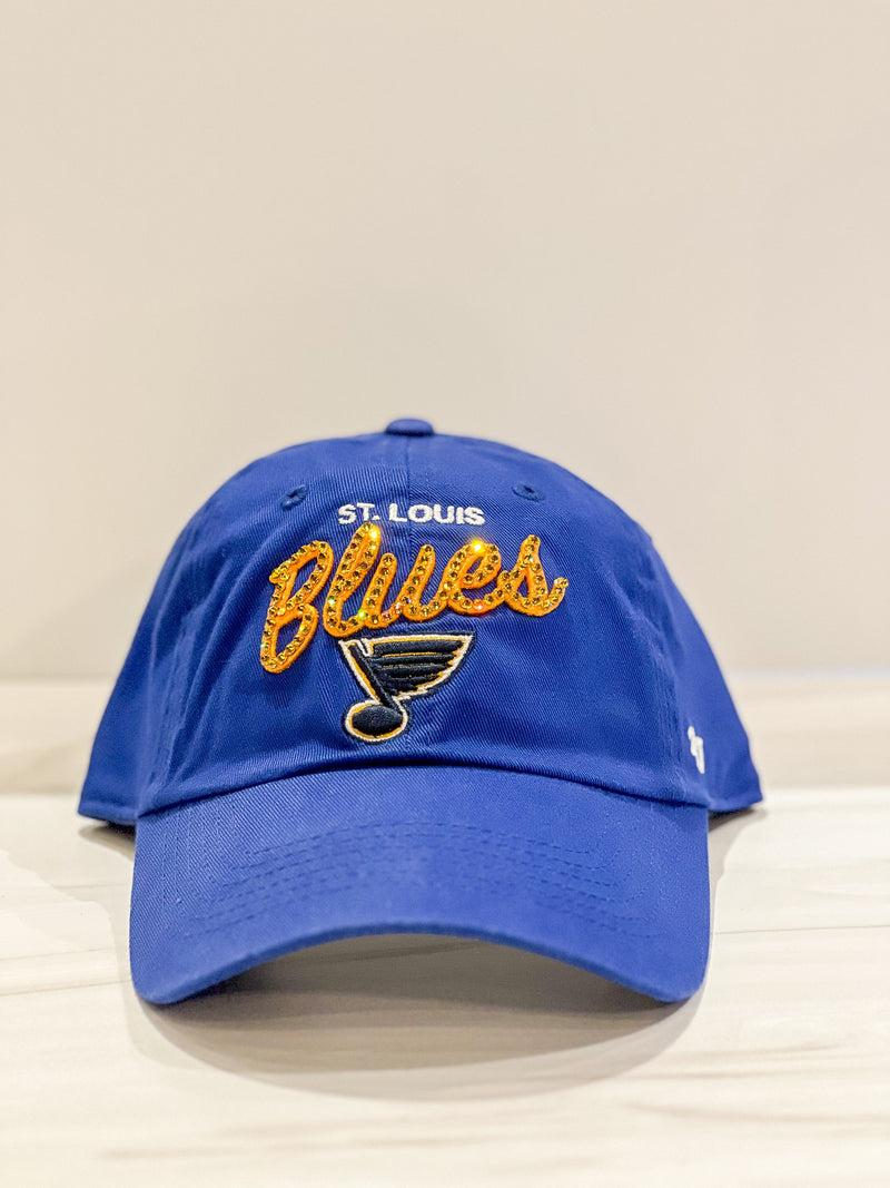 St. Louis Blues Bling Baseball Hat w/Gold Crystals