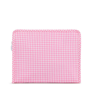 Large Zip Pouch - Pink Gingham (Personalization Included)