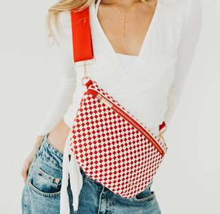 Westlyn Woven Bum Bag - Checkered Cherry Red - J.A. Whitney