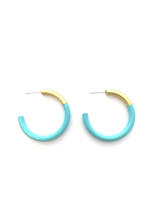 Aqua Med Hoop Earrings - J.A. Whitney