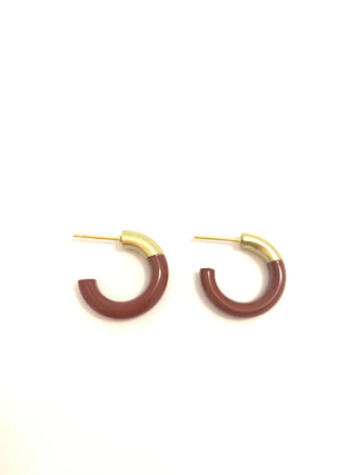 Brown Small Hoop Earrings - J.A. Whitney