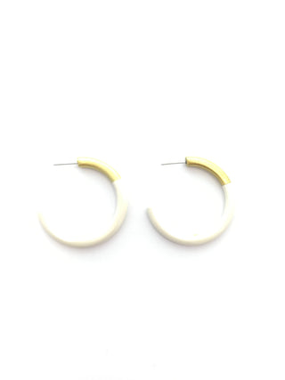Cream Med Hoop Earrings - J.A. Whitney
